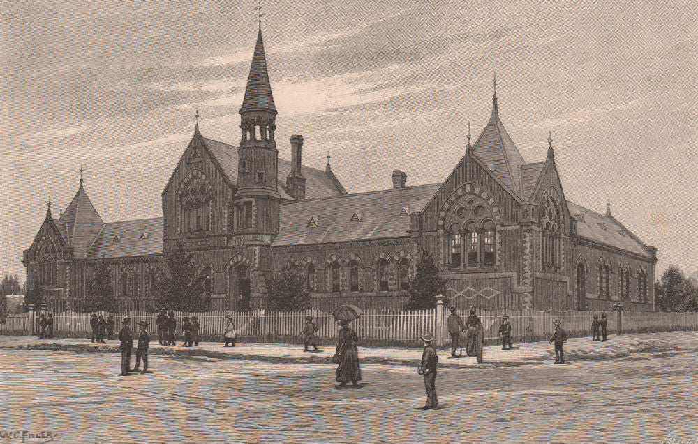 The State School, BALLARAT. Victoria, Australia 1888 old antique print picture